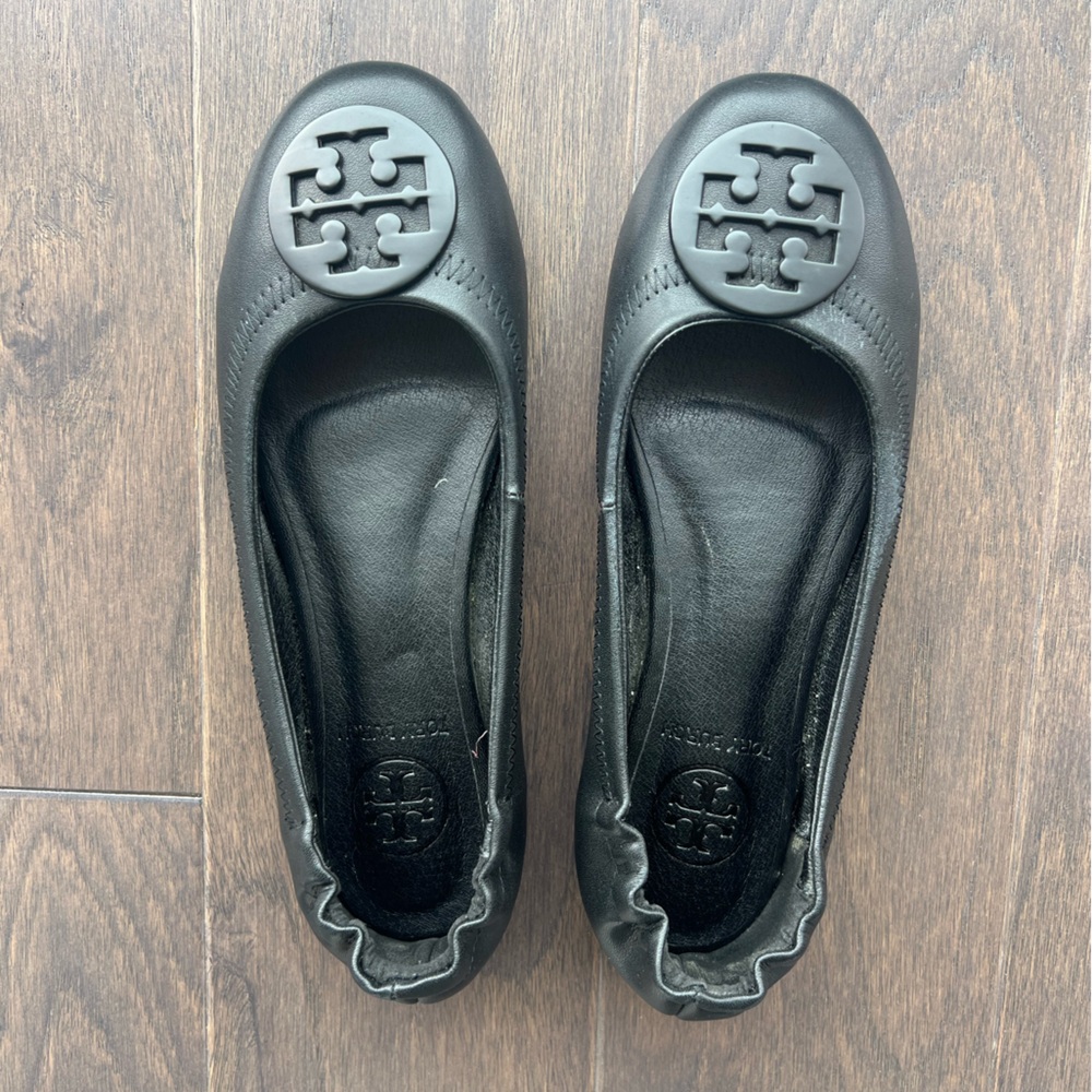 Tory Burch Black Logo Flats